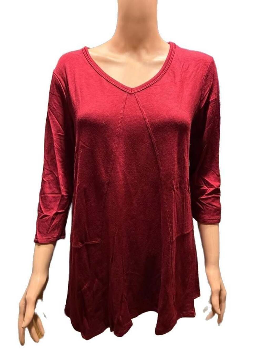 Madeline Sparklestein Burgundy Fleece V-Neck Tee Size MD